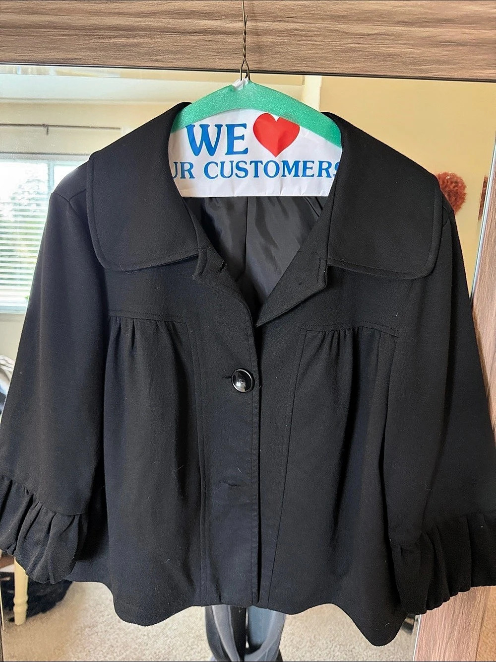Black Ruffle Hem Jacket Like New